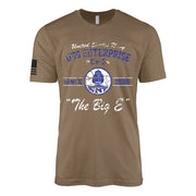 Distressed USS Enterprise CV-6 Since 1938 Big E legacy WW2 Navy aircraft carrier t-shirt in woodland brown