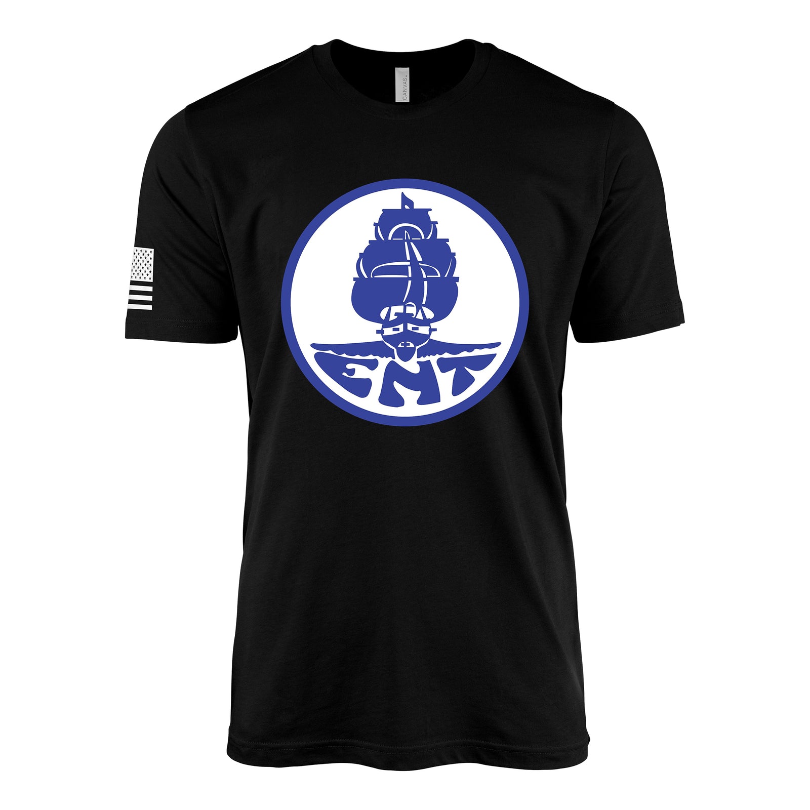 USS Enterprise CV-6 ships crest insignia emblem WW2 Navy aircraft carrier t-shirt in black