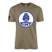 USS Enterprise CV-6 ships crest insignia emblem WW2 Navy aircraft carrier t-shirt in coyote brown