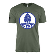 USS Enterprise CV-6 ships crest insignia emblem WW2 Navy aircraft carrier t-shirt in military green