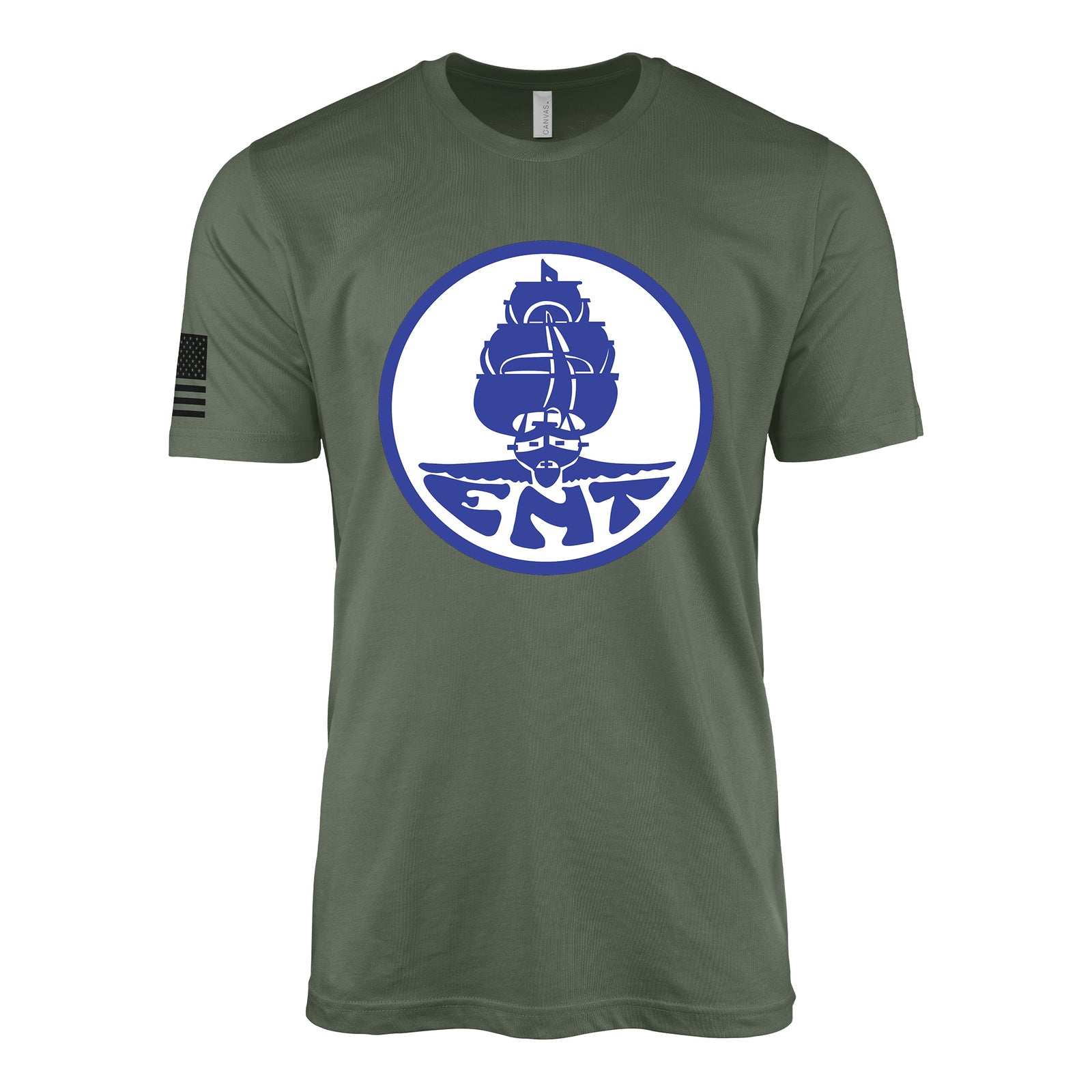 USS Enterprise CV-6 ships crest insignia emblem WW2 Navy aircraft carrier t-shirt in military green