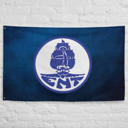 USS Enterprise CV-6 Big E WWII carrier flag hanging on wall
