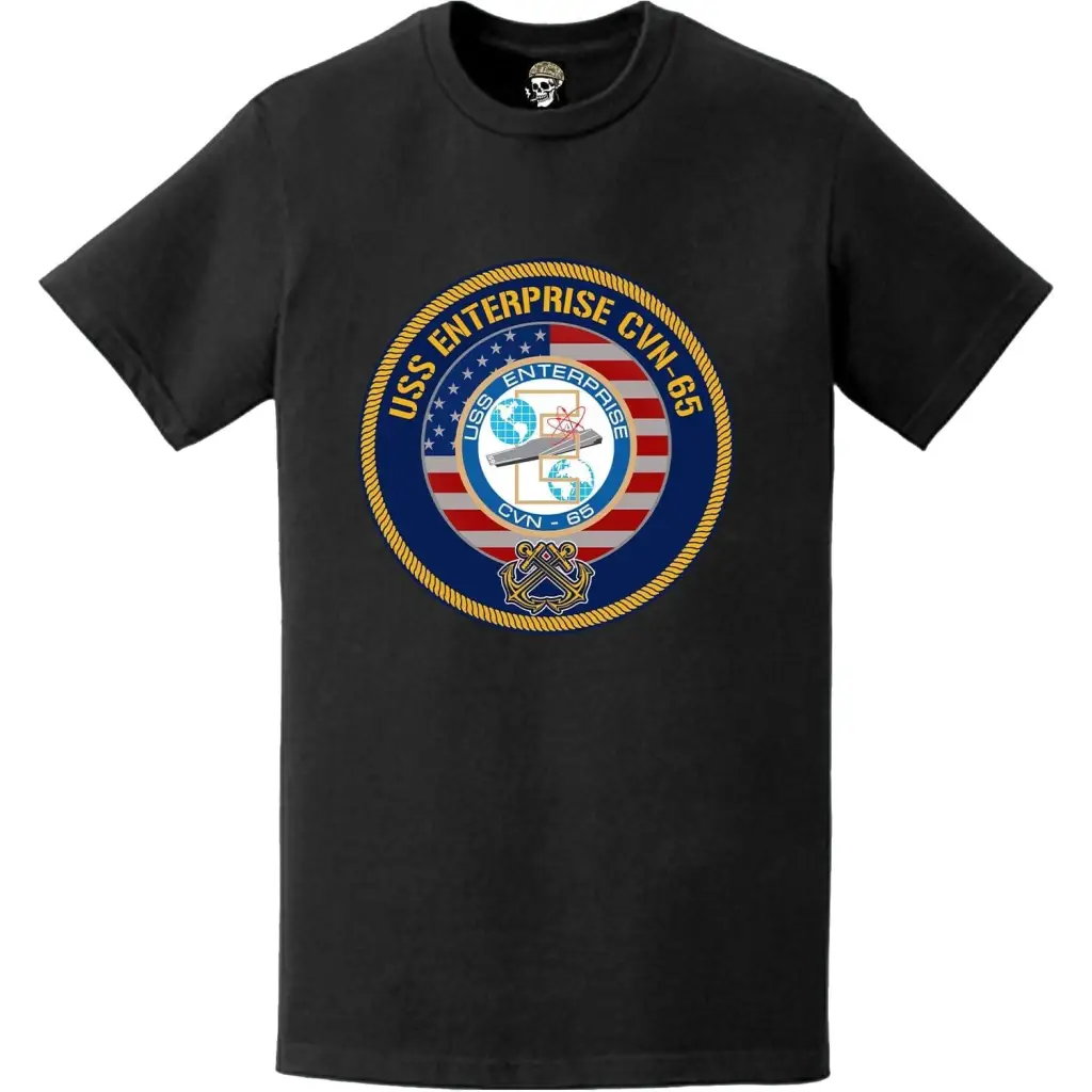 USS Enterprise (CVN-65) American Flag Emblem T-Shirt Tactically Acquired   
