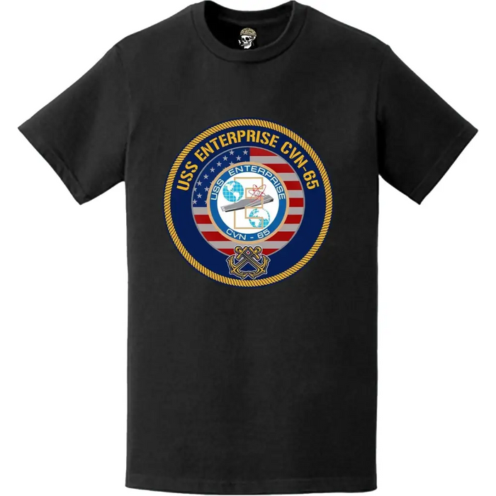 USS Enterprise (CVN-65) American Flag Emblem T-Shirt Tactically Acquired   