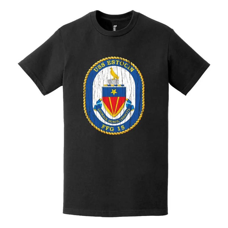 Distressed USS Estocin (FFG-15) Logo T-Shirt