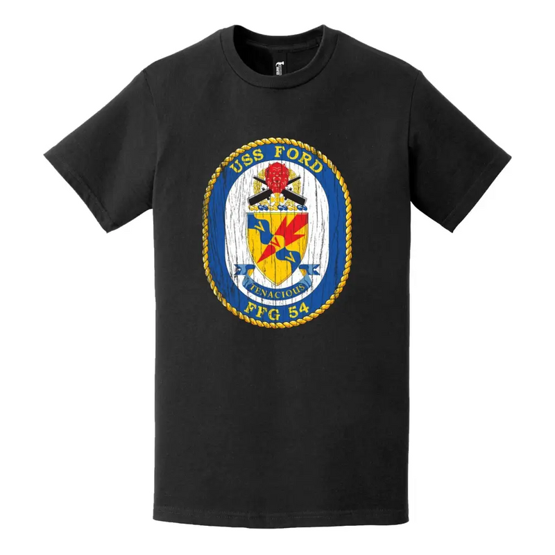Distressed USS Ford (FFG-54) Logo Emblem T-Shirt