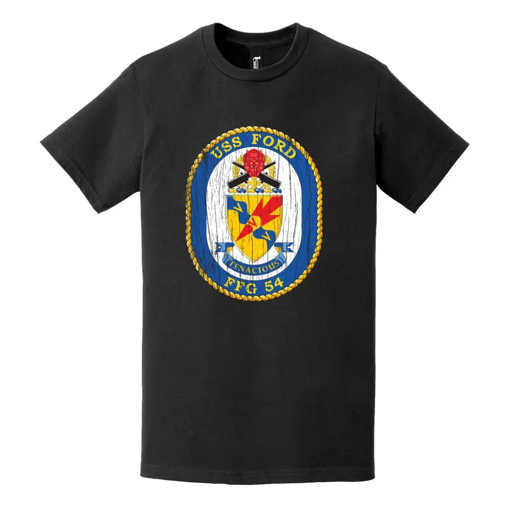 Distressed USS Ford (FFG-54) Logo Emblem T-Shirt Tactically Acquired   