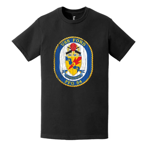 Distressed USS Ford (FFG-54) Logo Emblem T-Shirt Tactically Acquired   