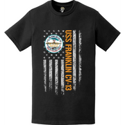 USS Franklin (CV-13) Patriotic Ship's Crest Logo American Flag T-Shirt Tactically Acquired   