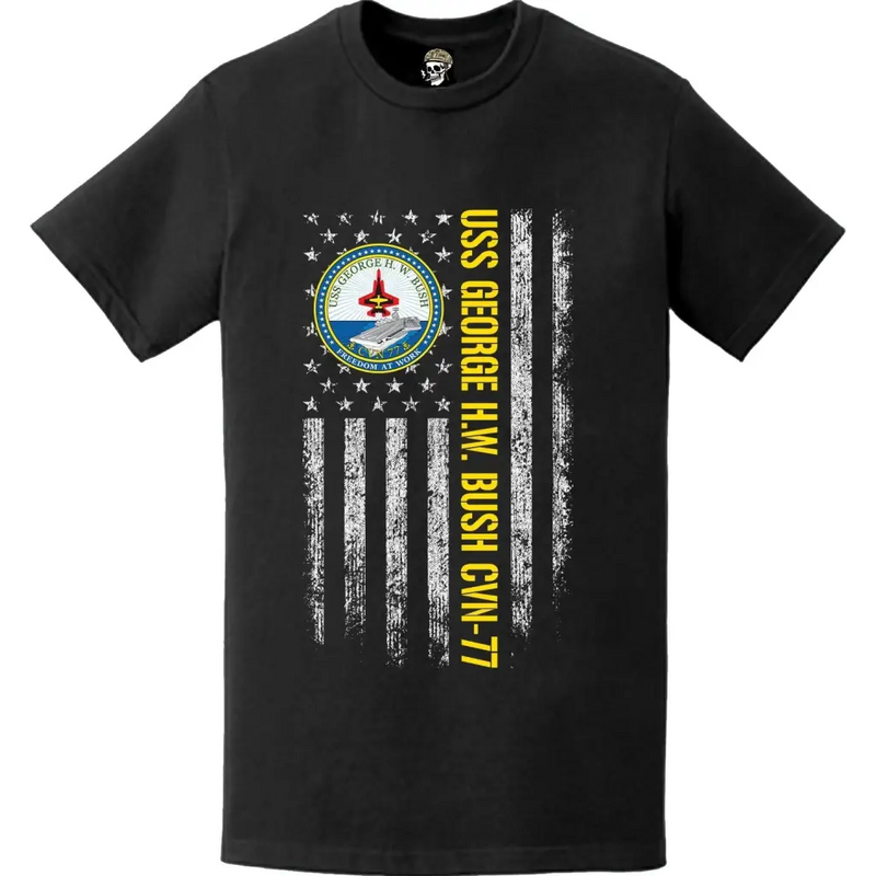 USS George H.W. Bush (CVN-77) American Flag T-Shirt