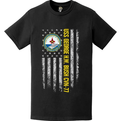 USS George H.W. Bush (CVN-77) American Flag T-Shirt Tactically Acquired   