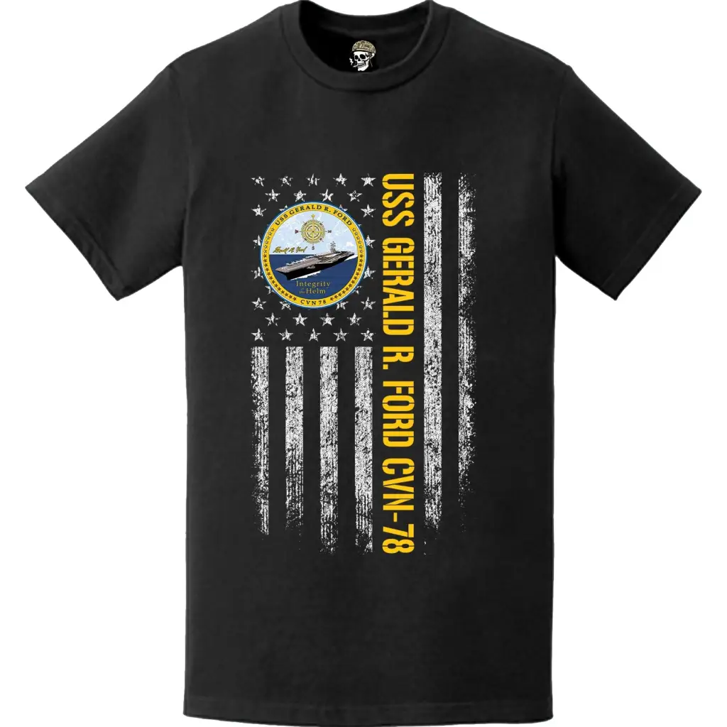 USS Gerald R. Ford (CVN-78) American Flag T-Shirt Tactically Acquired   