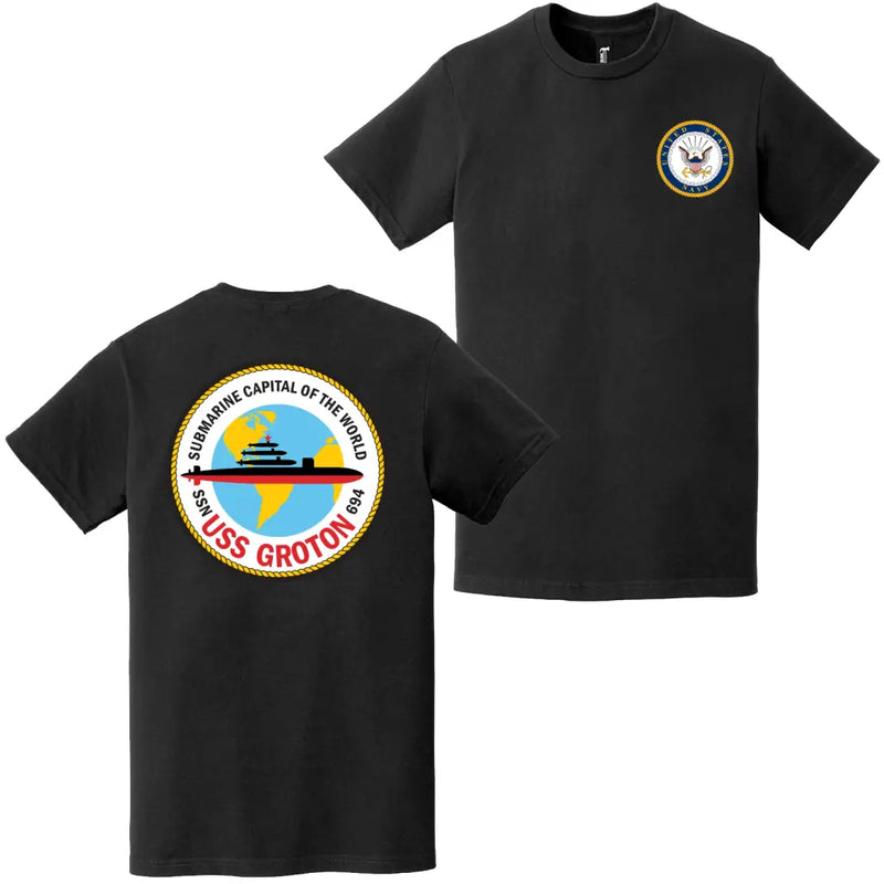 USS Groton (SSN-694) Double-Sided Logo T-Shirt