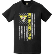 USS Hancock (CV-19) Patriotic Ship's Crest Logo American Flag T-Shirt Tactically Acquired   