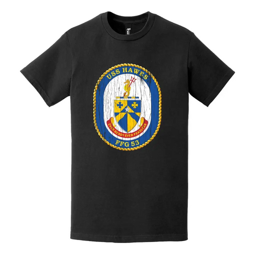 USS Hawes (FFG-53) Logo Emblem Distressed T-Shirt Tactically Acquired   