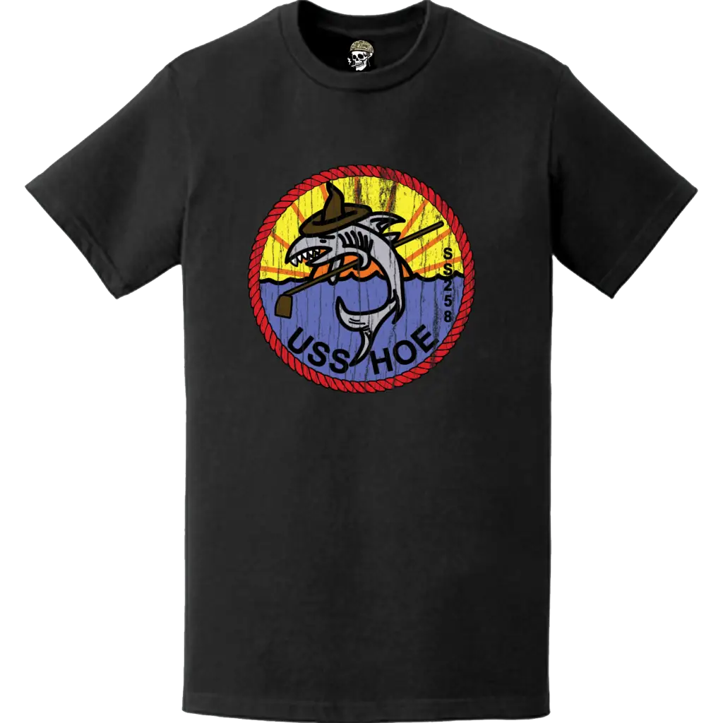 USS Hoe (SS-258) Submarine Distressed Logo Emblem T-Shirt Tactically Acquired   