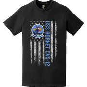 USS Hornet (CVS-12) Patriotic Ship's Crest Logo American Flag T-Shirt Tactically Acquired   