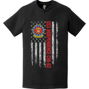 USS Independence (CVA-62) Patriotic Ship's Crest Logo American Flag T-Shirt Tactically Acquired   