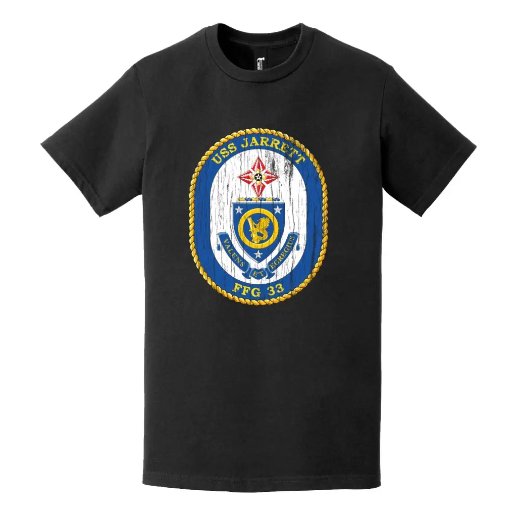 USS Jarrett (FFG-33) Logo Emblem Distressed T-Shirt Tactically Acquired   