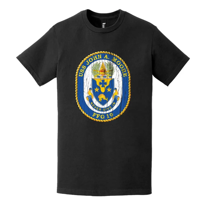 USS John A. Moore (FFG-19) Logo Distressed T-Shirt Tactically Acquired   