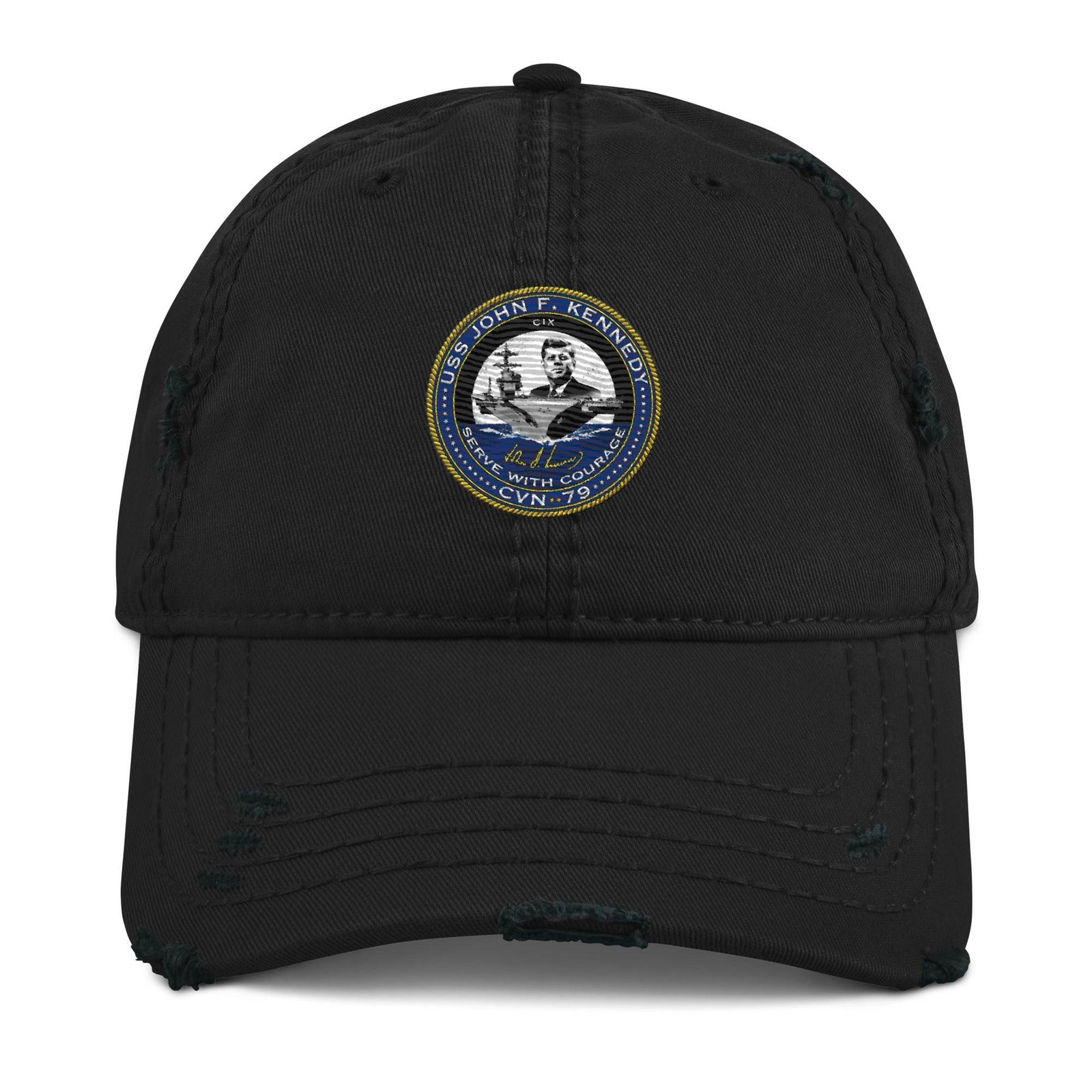 USS John F. Kennedy Jr. (CVN-79) Embroidered Distressed Dad Hat Tactically Acquired Black  