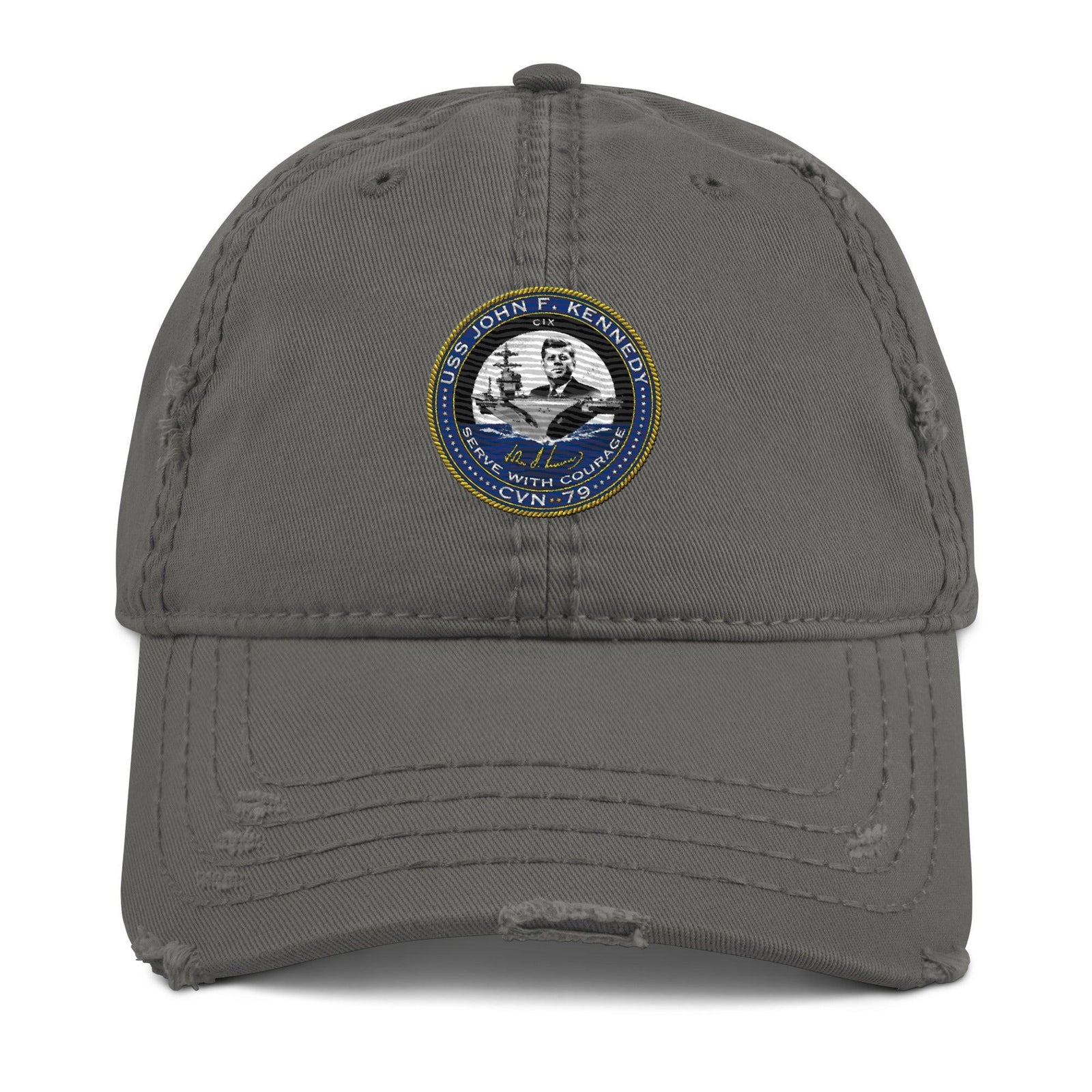 USS John F. Kennedy Jr. (CVN-79) Embroidered Distressed Dad Hat Tactically Acquired Charcoal Grey  