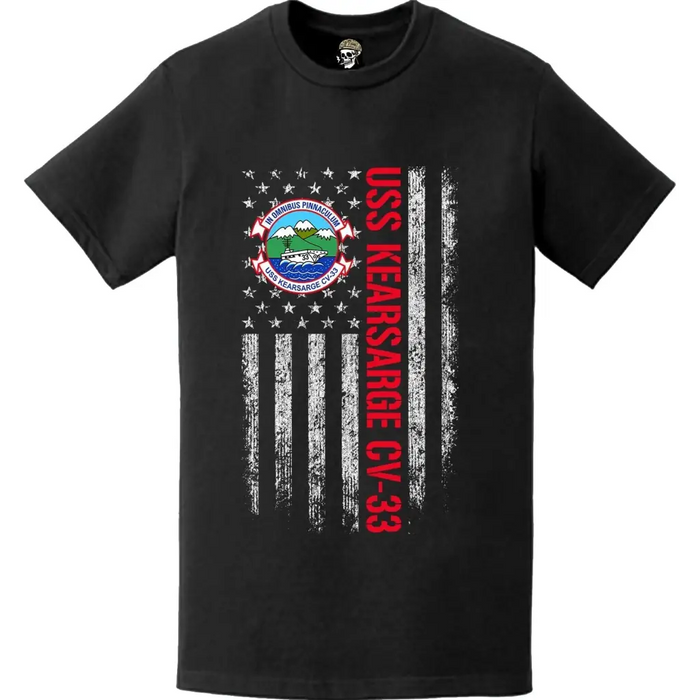 USS Kearsarge (CV-33) Patriotic Ship's Crest Logo American Flag T-Shirt Tactically Acquired   