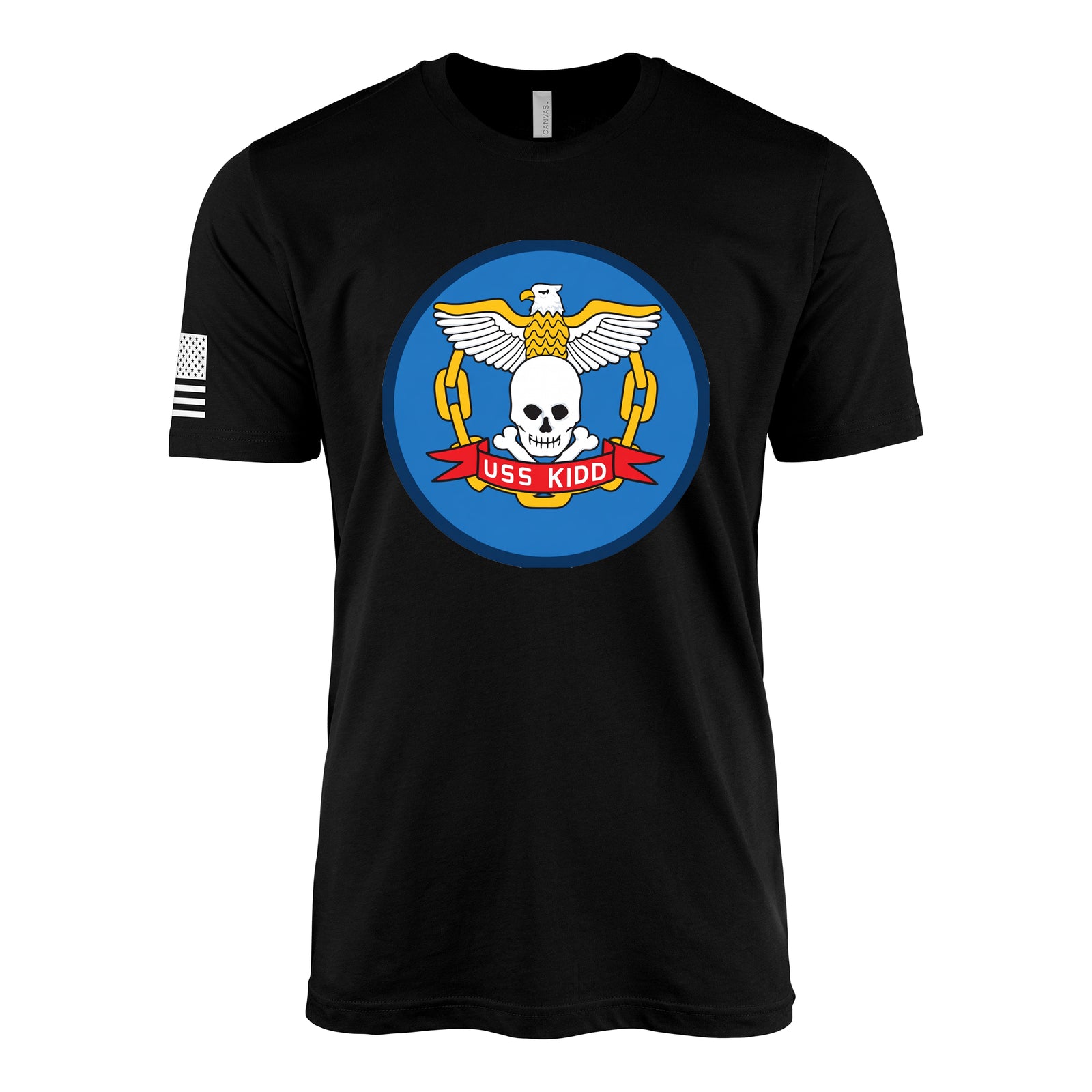 USS Kidd (DD-661) Fletcher-Class Destroyer T-Shirt - Black