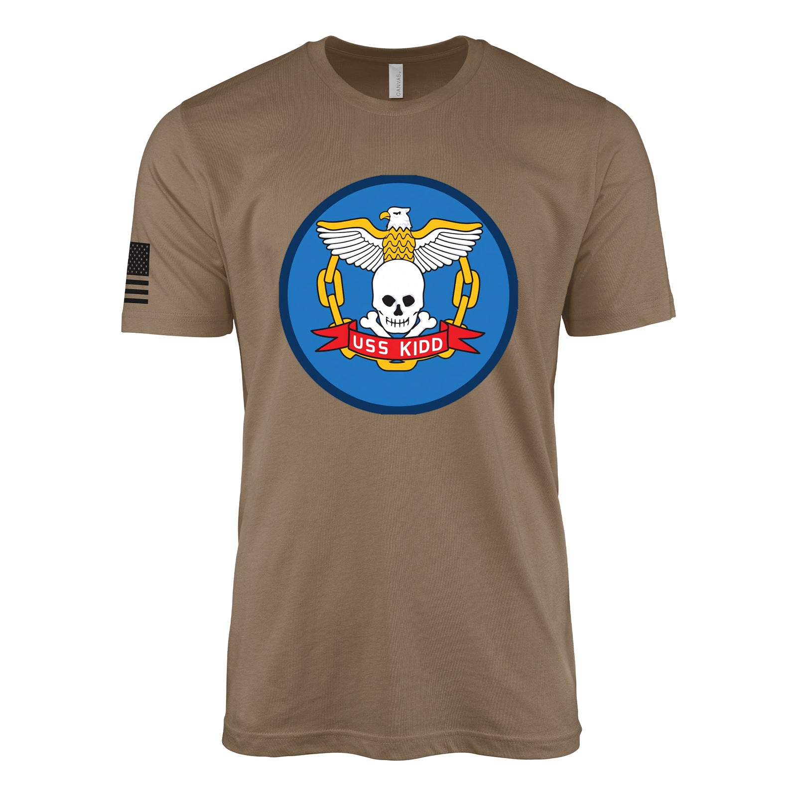USS Kidd (DD-661) Fletcher-Class Destroyer T-Shirt - Woodland Brown