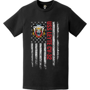 USS Leyte (CV-32) Patriotic Ship's Crest Logo American Flag T-Shirt Tactically Acquired   