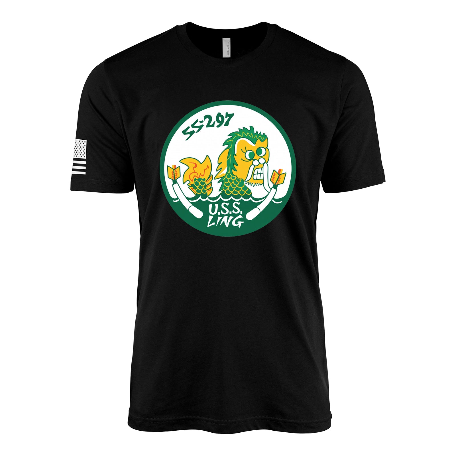 USS Ling (SS-297) Balao-Class Submarine T-Shirt - Black