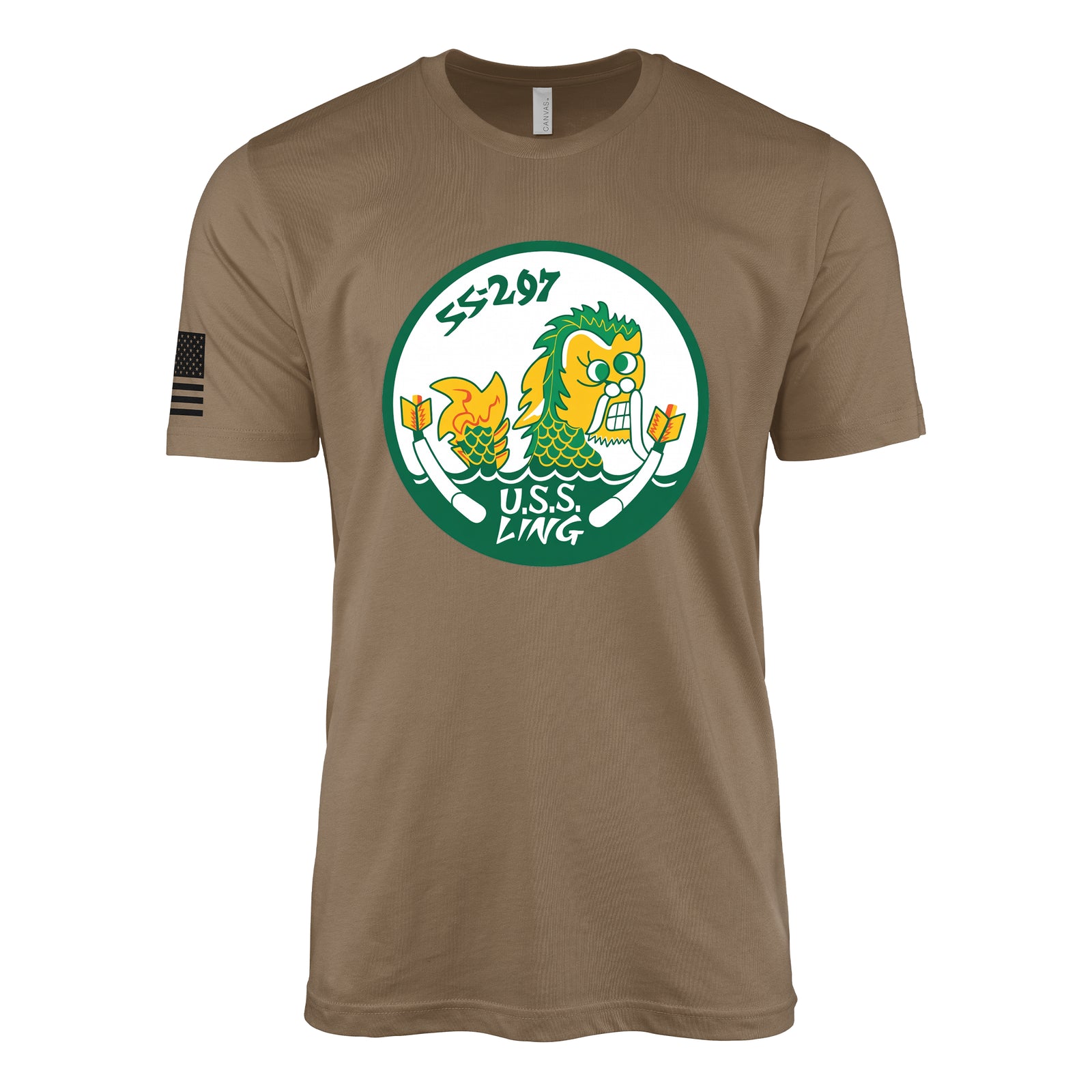 USS Ling (SS-297) Balao-Class Submarine T-Shirt - Woodland Brown
