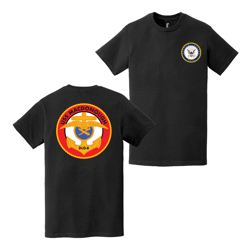 Double-Sided USS Macdonough (DLG-8) Navy Emblem T-Shirt
