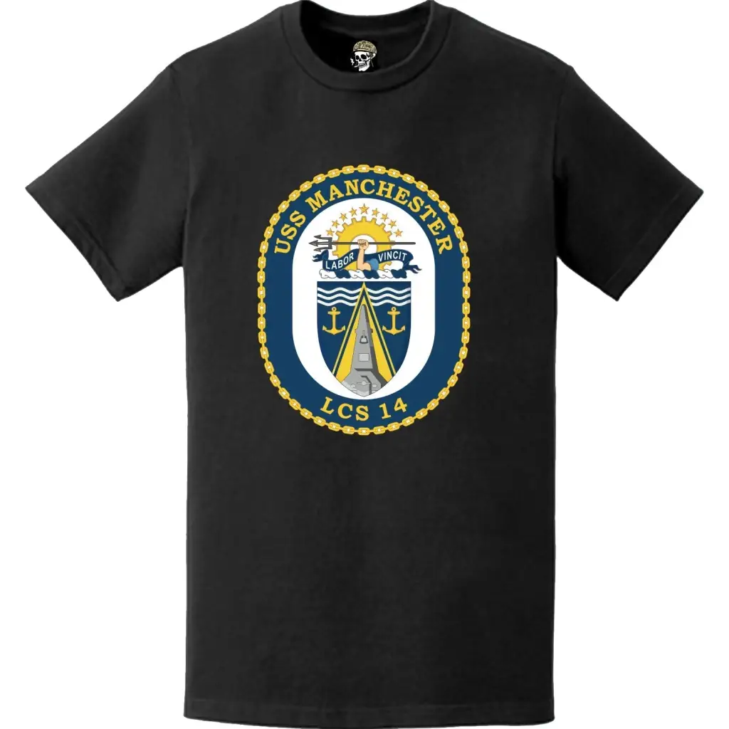 USS Manchester (LCS-14) Ship's Crest Logo Emblem T-Shirt Tactically Acquired   