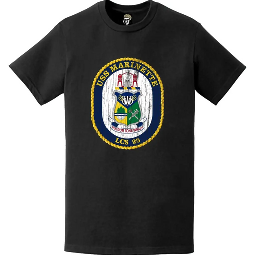 USS Marinette (LCS-25) Distressed Ship's Crest Logo Emblem T-Shirt Tactically Acquired   