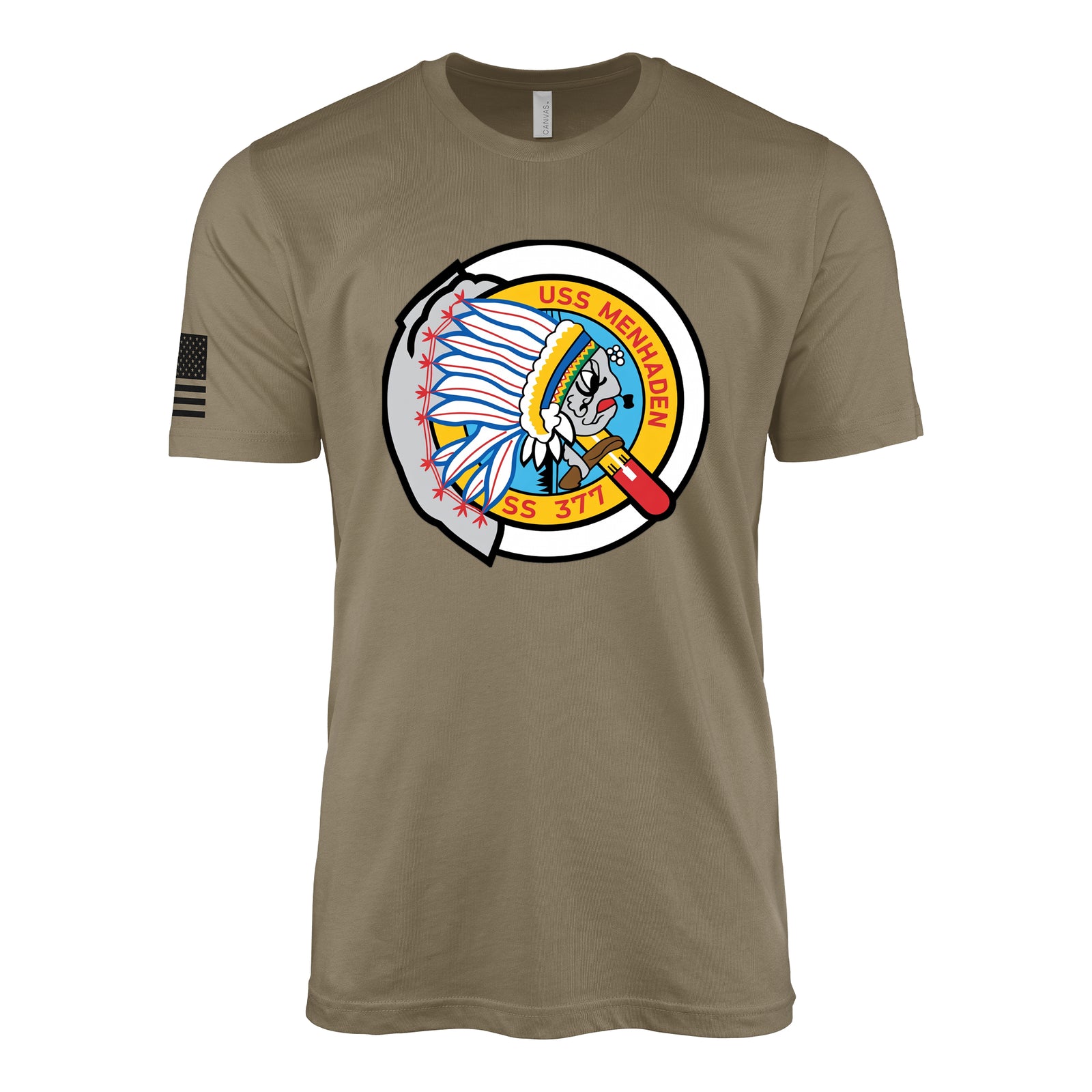 USS Menhaden (SS-377) Balao-Class Submarine T-Shirt - Coyote Brown