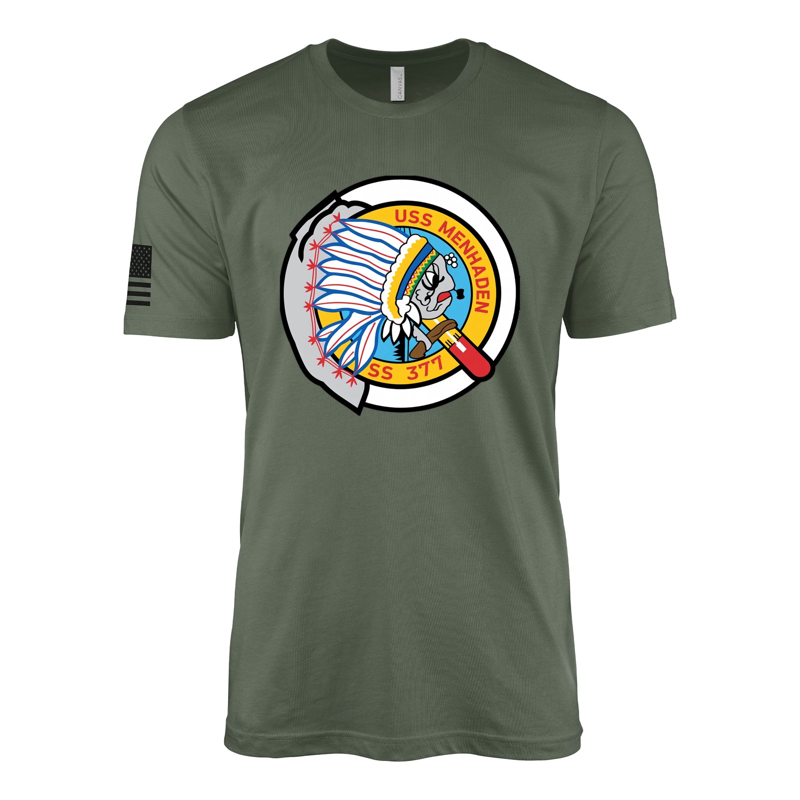 USS Menhaden (SS-377) Balao-Class Submarine T-Shirt - Military Green
