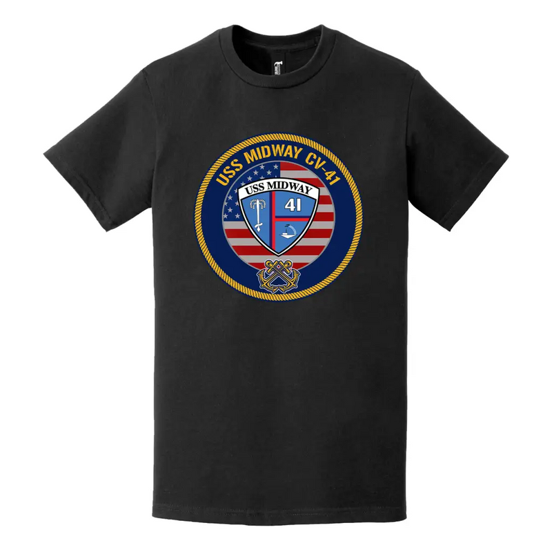 USS Midway (CV-41) American Flag Emblem T-Shirt