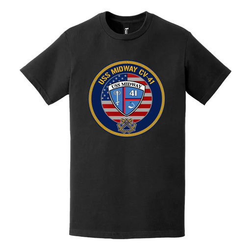 USS Midway (CV-41) American Flag Emblem T-Shirt Tactically Acquired   