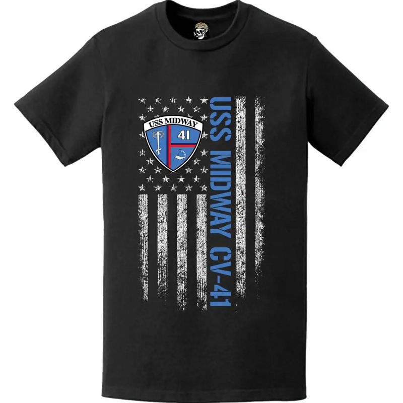 USS Midway (CV-41) American Flag Logo T-Shirt
