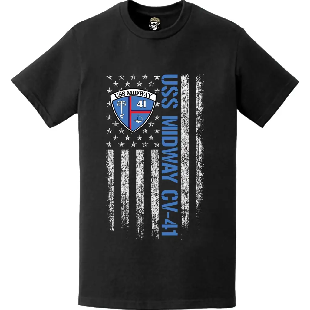 USS Midway (CV-41) American Flag Logo T-Shirt Tactically Acquired   