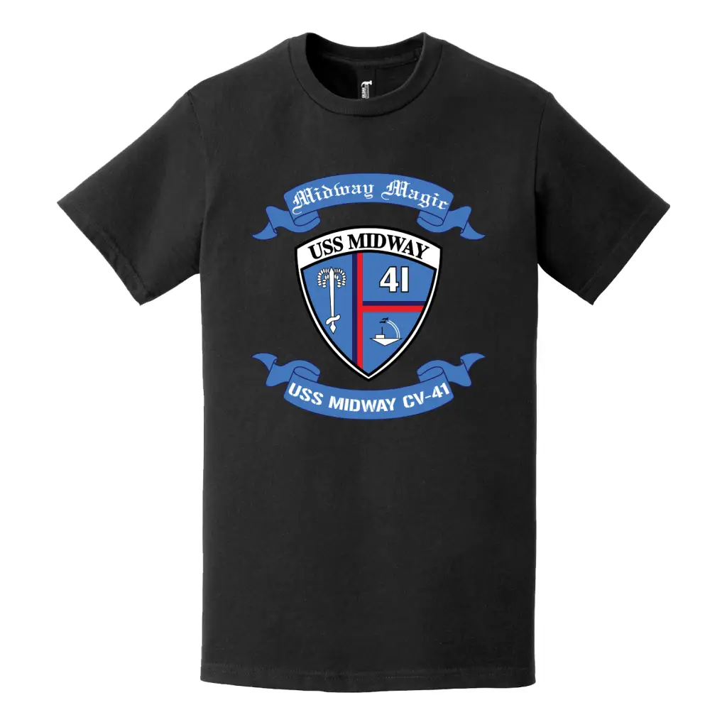 USS Midway (CV-41) Scroll Logo Emblem T-Shirt Tactically Acquired   
