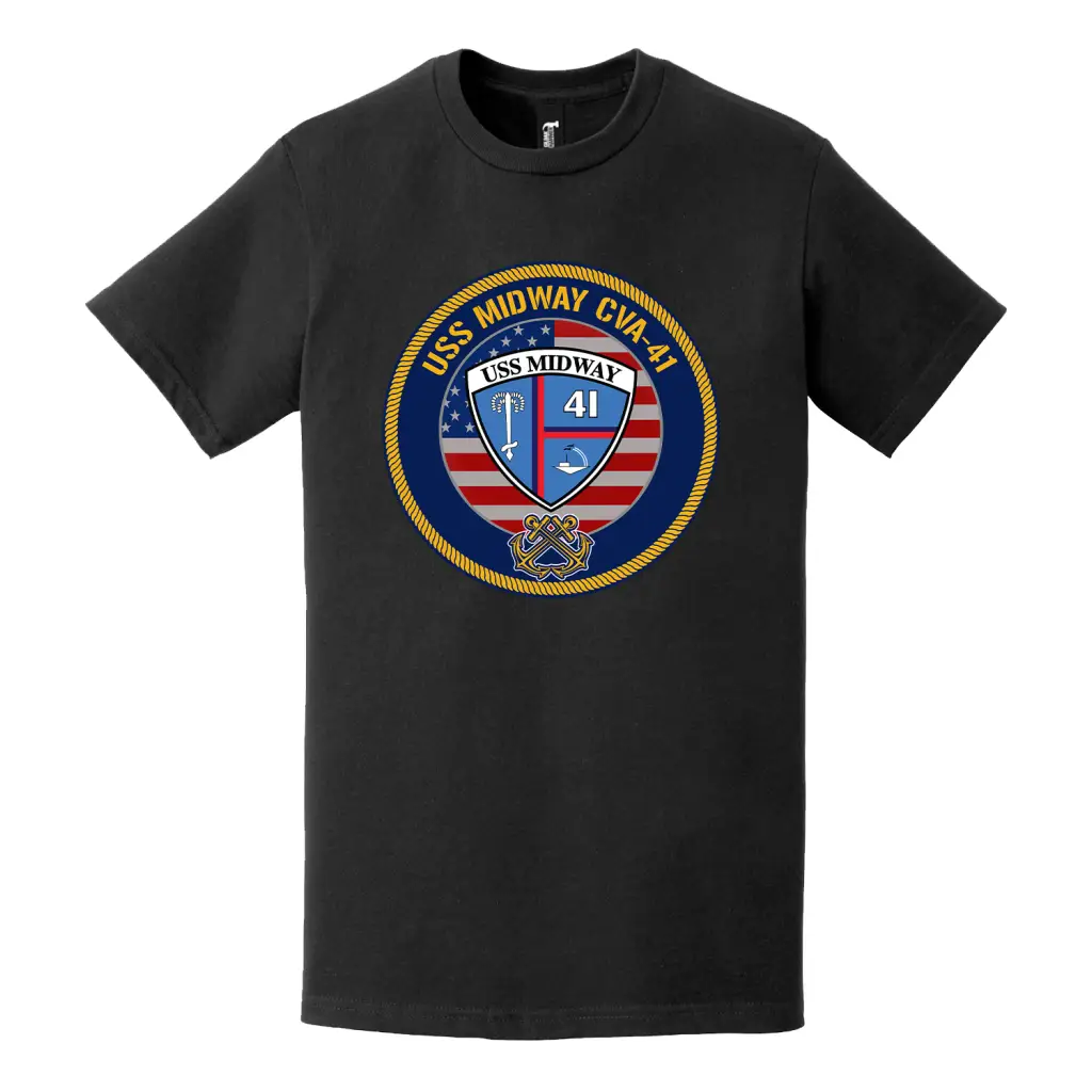 USS Midway (CVA-41) American Flag Emblem T-Shirt Tactically Acquired   