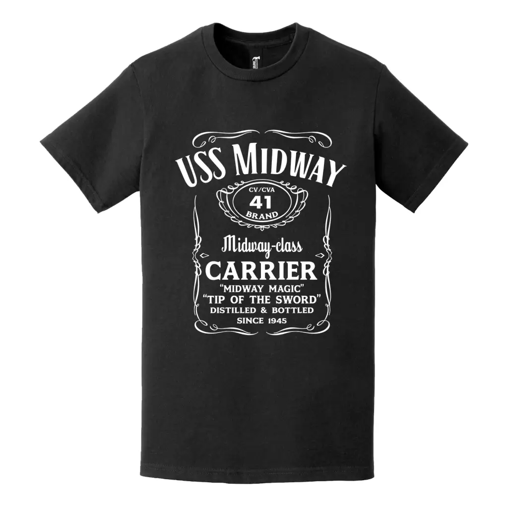 USS Midway (CV/CVA-41) Whiskey Label T-Shirt Tactically Acquired   