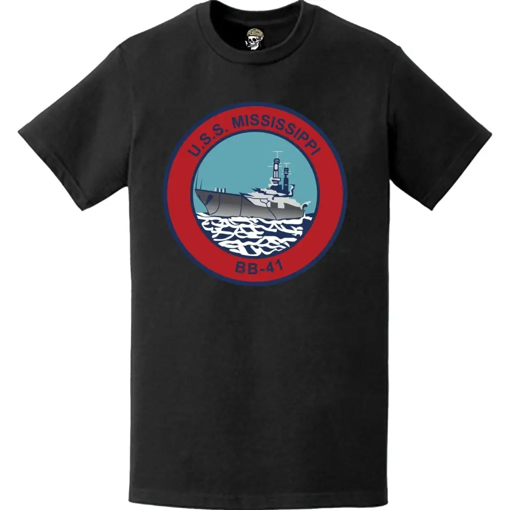 USS Mississippi (BB-41) Battleship Logo Emblem T-Shirt Tactically Acquired   