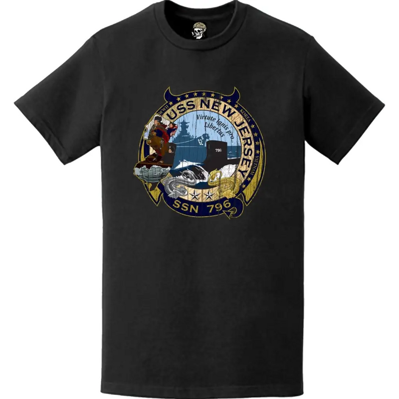 Distressed USS New Jersey (SSN-796) Submarine Logo T-Shirt