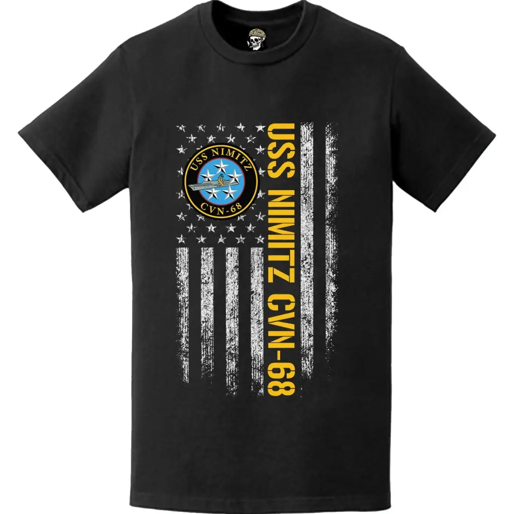 USS Nimitz (CVN-68) American Flag T-Shirt Tactically Acquired   