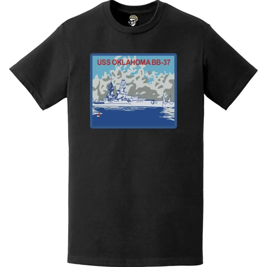 USS Oklahoma (BB-37) Battleship Logo Emblem T-Shirt Tactically Acquired   