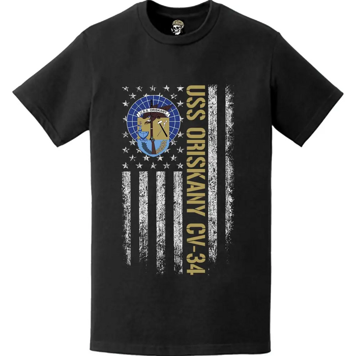 USS Oriskany (CV-34) Patriotic Ship's Crest Logo American Flag T-Shirt Tactically Acquired   