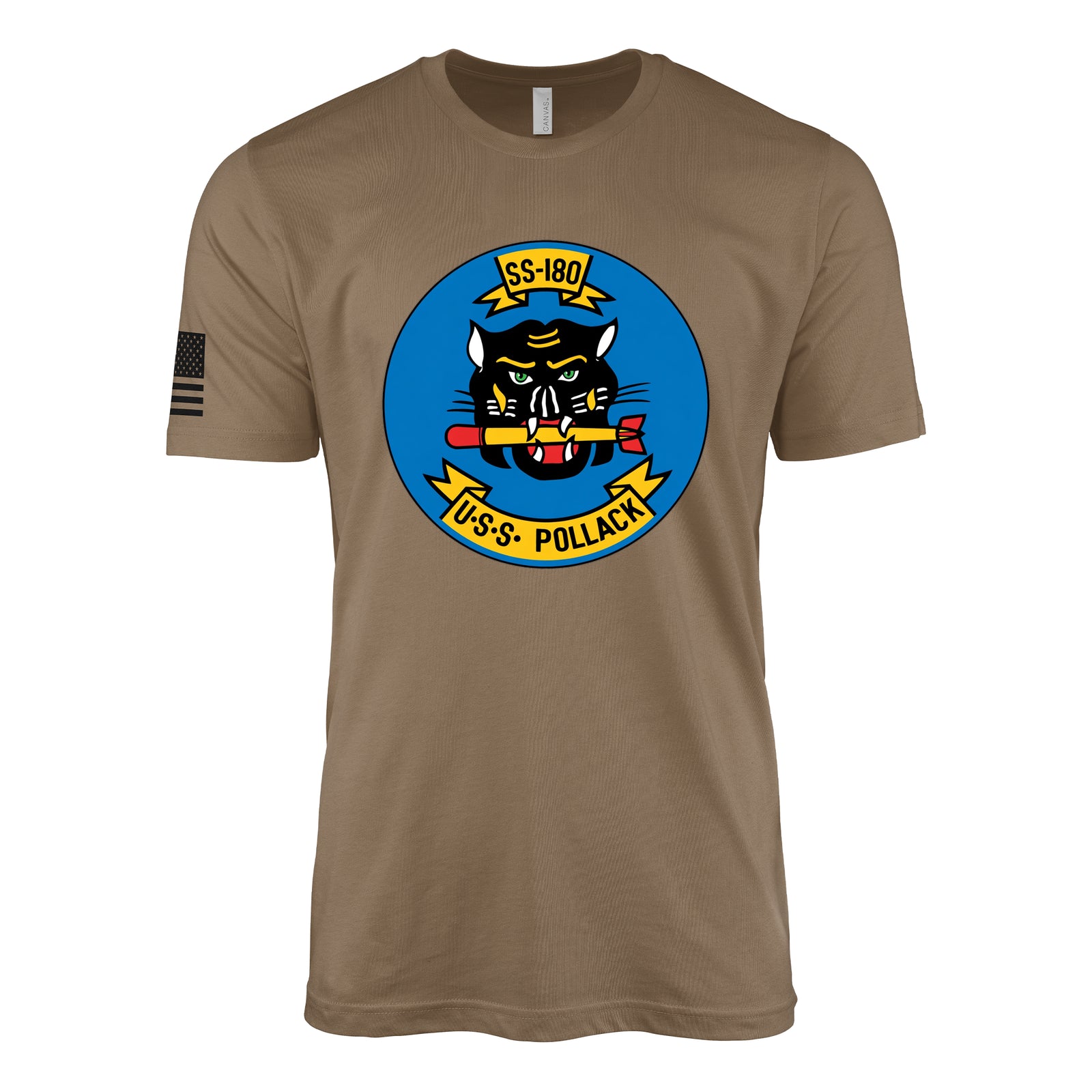 USS Pollack (SS-180) Porpoise-Class Submarine T-Shirt - Woodland Brown